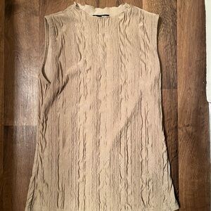 Sleeveless Textured Tan Top